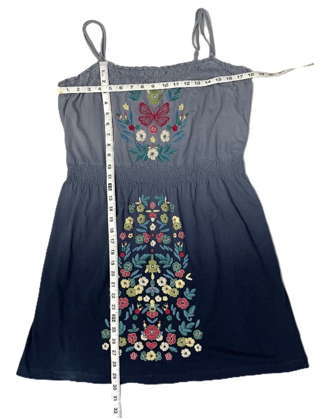 Vintage Johnny Was T Shirt Dress L Embroidered USA Made Ombre 100% Cotton Knit - Picture 9 of 12